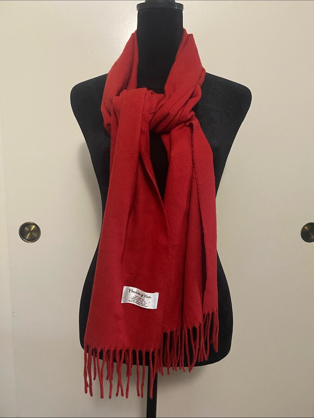 Preston & York Crimson Red Fringe Scarf